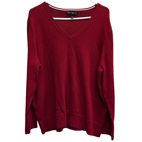 Lane Bryant Tops - Lane Bryant Red V-Neck Sweatshirt Womens Cotton 22/24 Long Sleeve